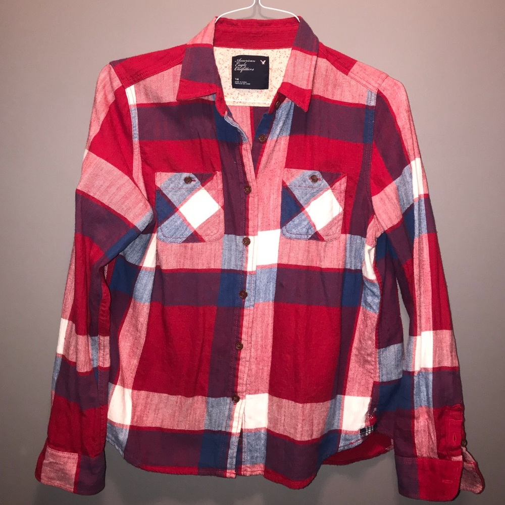 American Eagle Plaid Button-Up